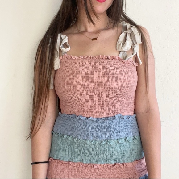 Storia Smocked Colorblock Star Dress - Picture 3 of 11